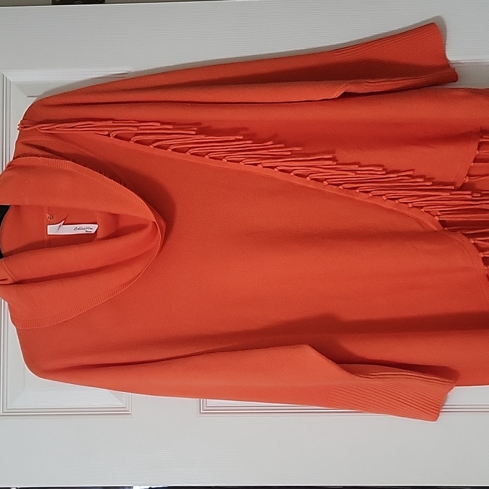 Collection Woman Orange Fringe Sweater